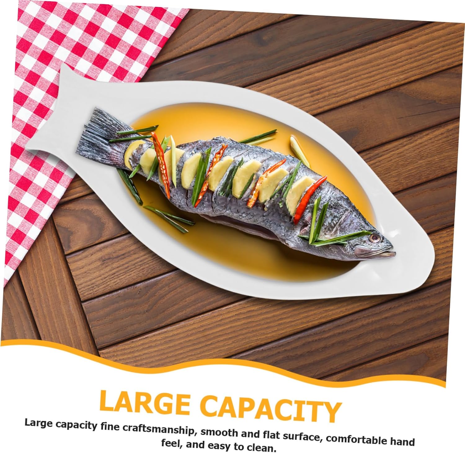 VICASKY Pure White Oval Ceramic Fish Plate Steaming Dish Non Slip Scald Serving Tray for Home Kitchen and Restaurant Use