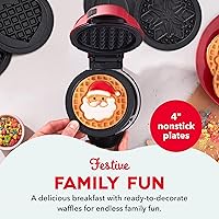 Vista 3 de DASH - Miniwaflera multifunción de edición navideña con seis placas removibles de 4 pulgadas con diseños festivos Waflera y plancha 4 en 1 mini
