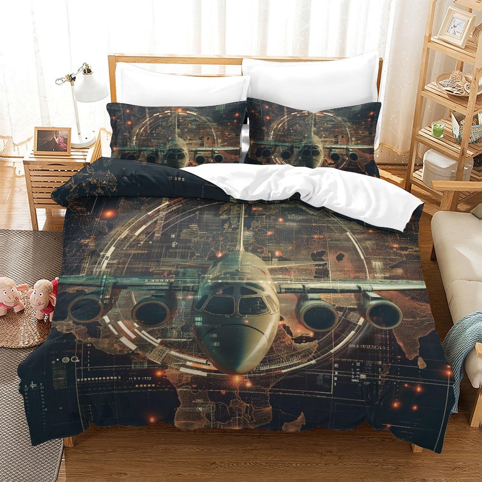 Housse de couette avions en microfibre respirante et super douce King