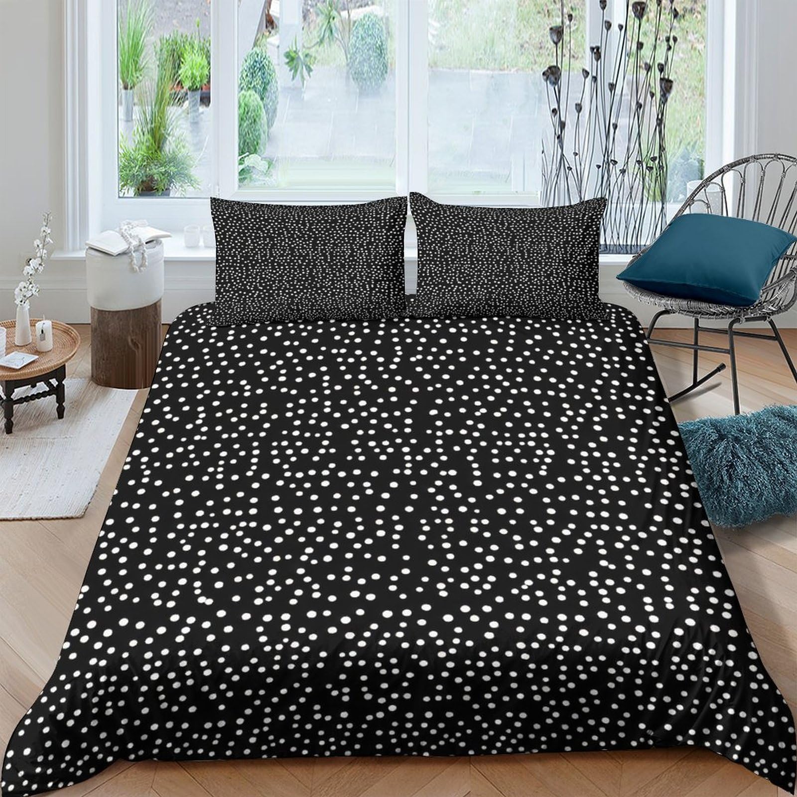 Ctjqhvkz Style-7 3D Printed Black Polka Dot Fitted Sheet Microfiber Soft Non-Slip Mattress Cover For Bedroom Guest Room Dorm Decor Single（135X200cm）