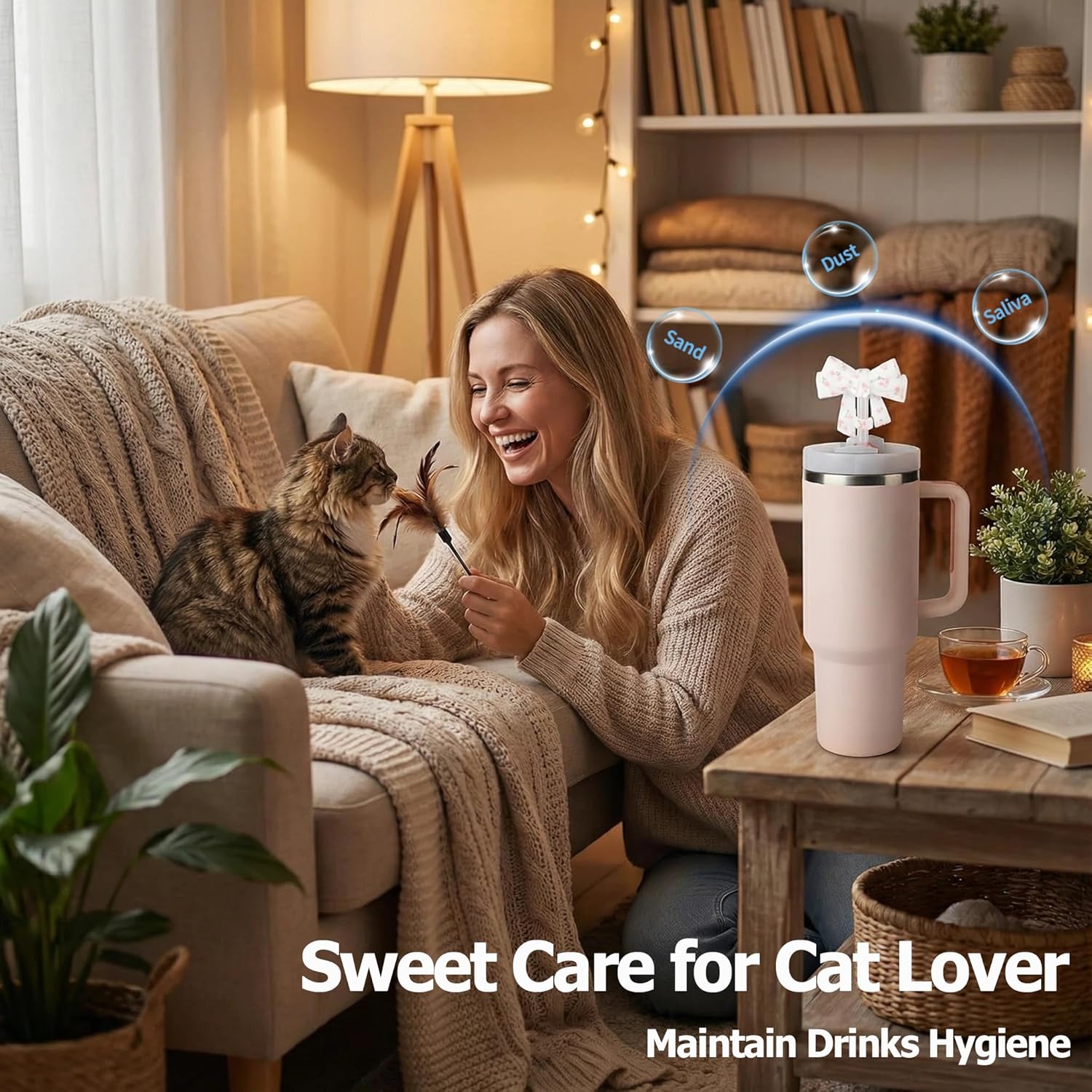 3 Pack Printed Bow Straw Toppers, Silicone 10mm/0.4In Reusable Dust-Proof Straw Cover Caps for Stanley Cup 30&40oz, Tumblers Accessories Gift (3 Colors B) - Image 4