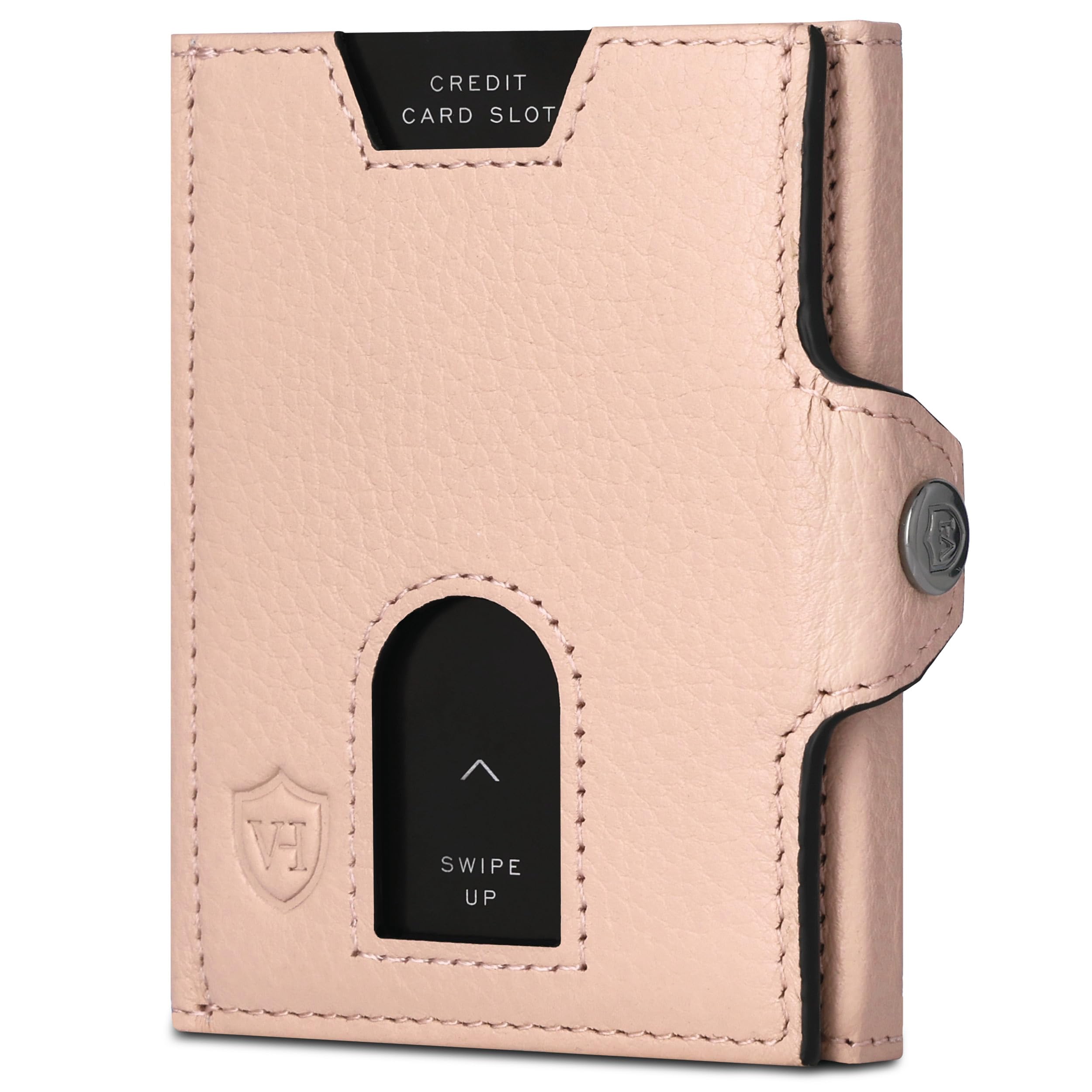 VON HEESEN Slim Wallet mit XXL Münzfach & RFID-Schutz - Leder Geldbeutel - Mini Geldbörse für Herren und Damen - Kartenetui Echtleder Karten Portemonnaie klein - Kreditkartenetui Rose