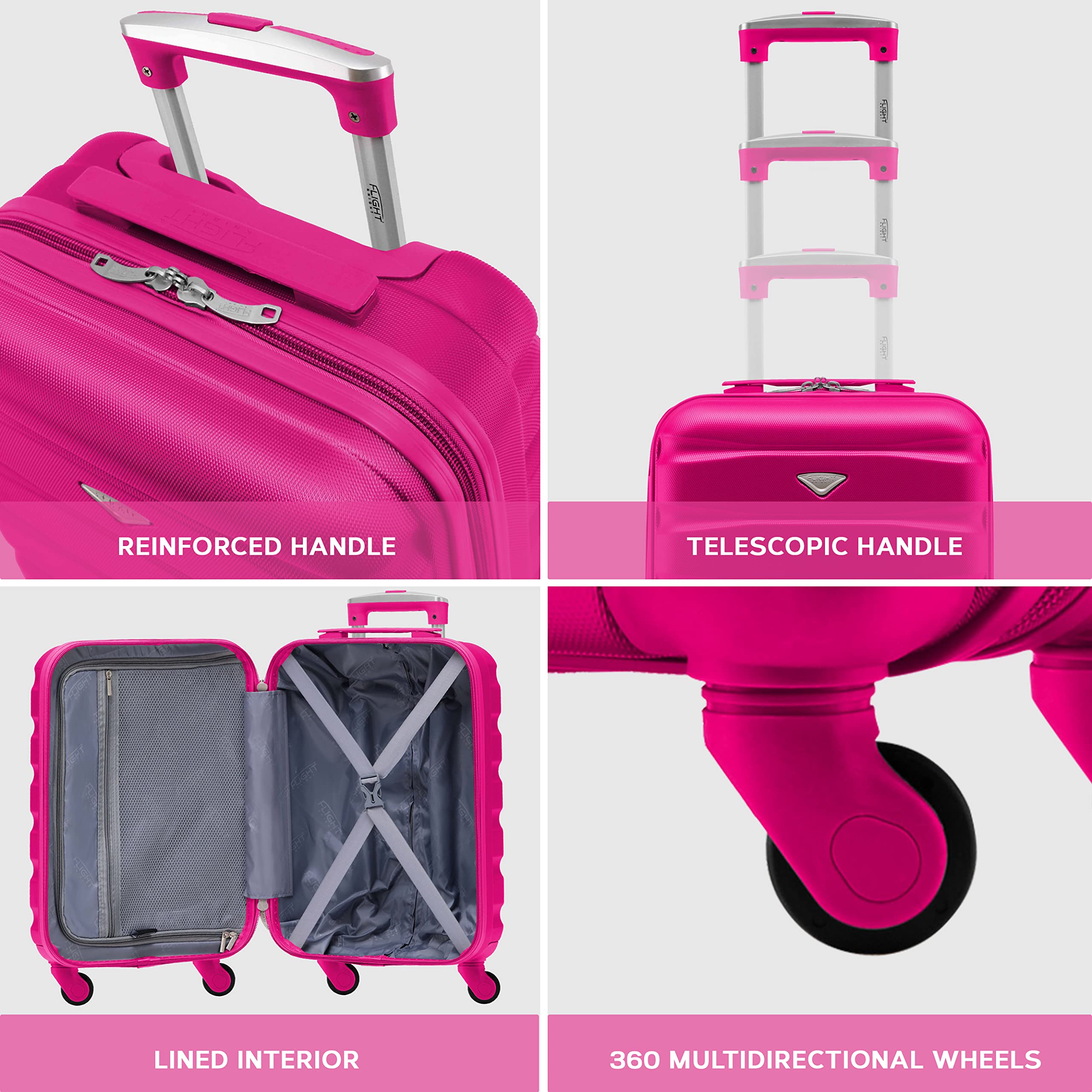 Flight Knight Cabin Suitcase 55x40x20 Ryanair Priority, EasyJet, Jet2 Lightweight Small Durable 4-Wheel Cabin Case, Carry-On for Over 60 Airlines, Hard Shell, 10kg Hand Luggage Bag (55 x 40 x 20 cm)
