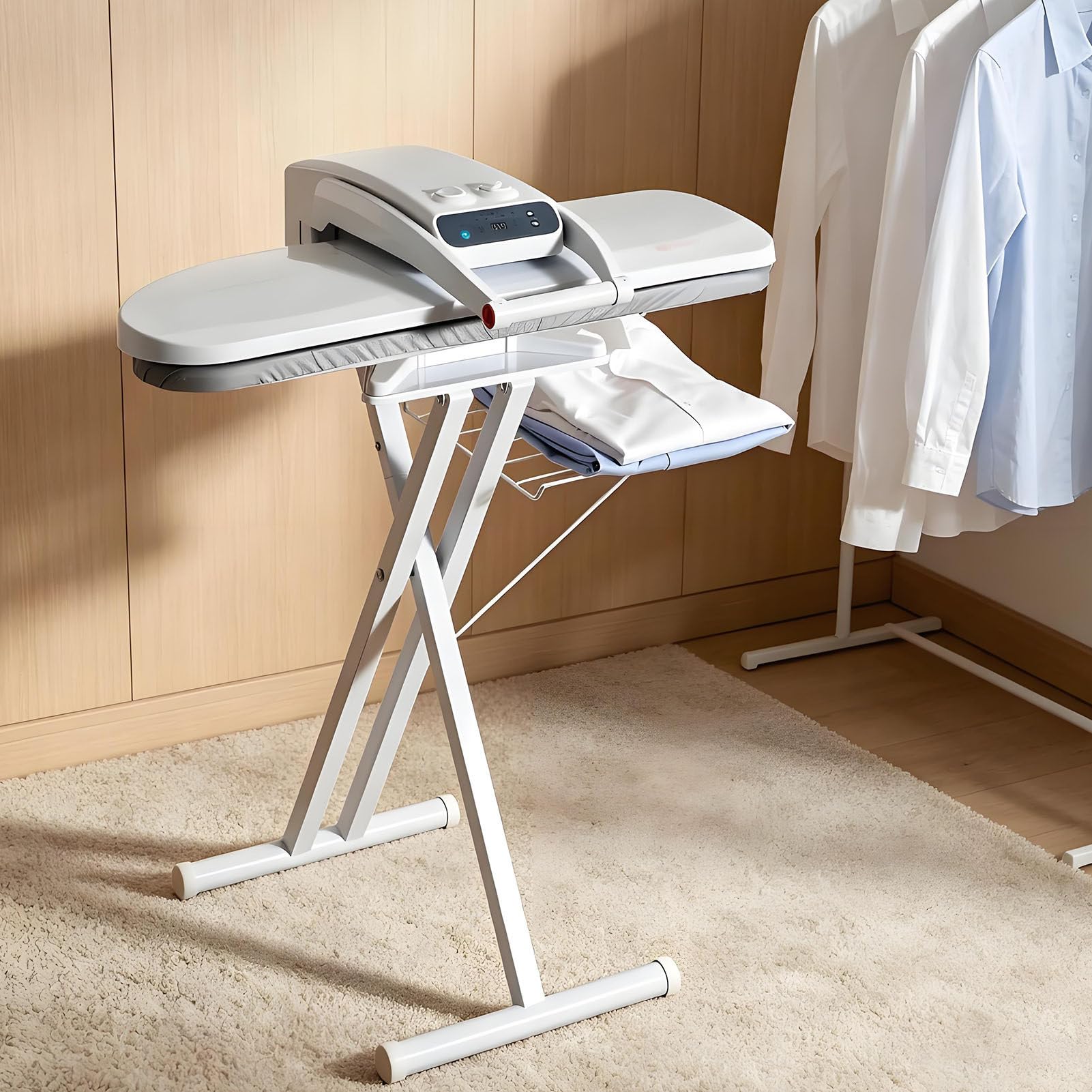 ASSE da Stiro Intelligente,Pressa a Vapore 1800W con Supporto Pieghevole,Serbatoio 300ml Integrato,Regolazione Temperatura,Doppia Piastra 800×310mm,Pressione 50kg