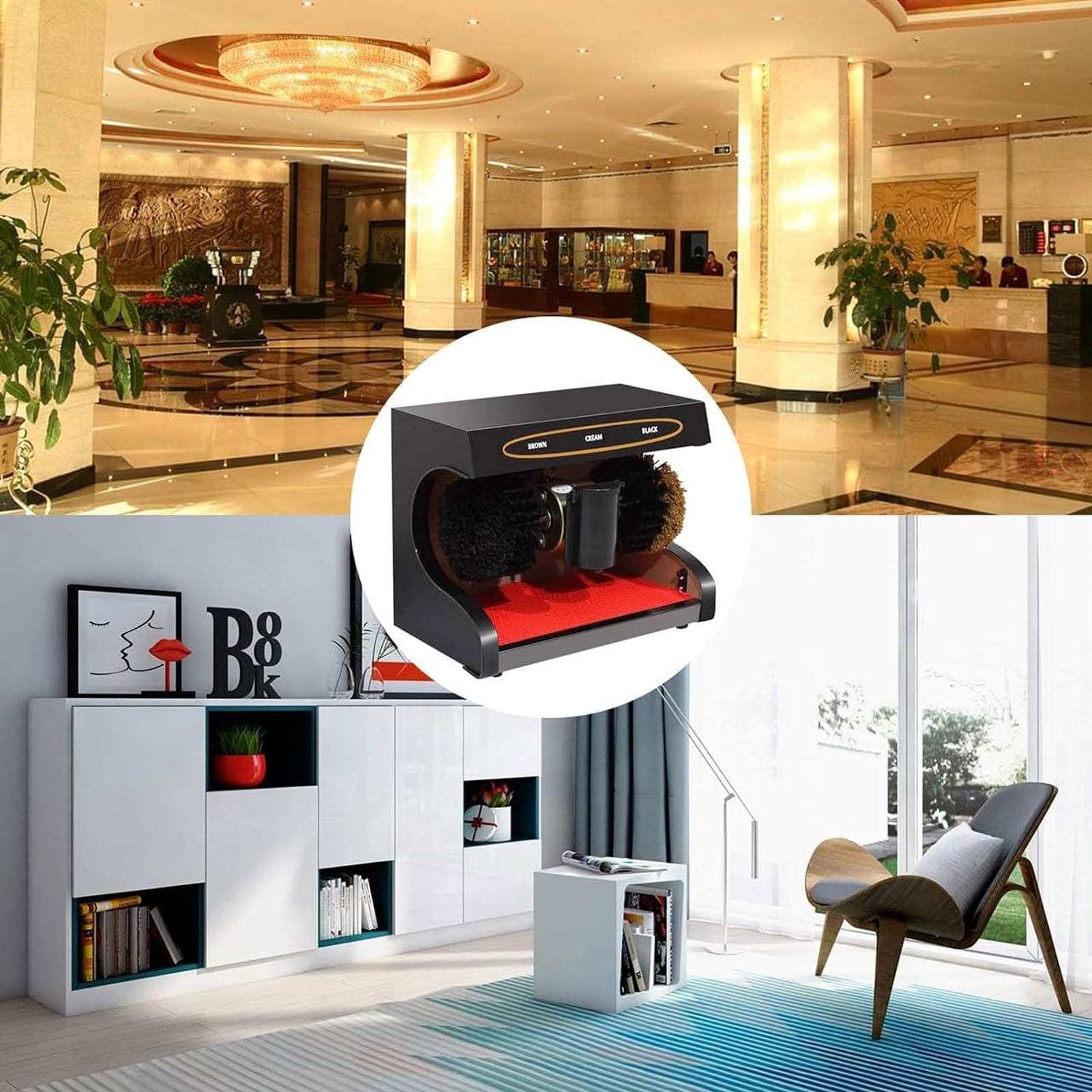 Lucidatrice a Induzione Completamente Automatica, Macchina per Lucidatura Scarpe Elettrica, Piastra in Acciaio Inossidabile Ispessita per Ingresso Commerciale della Hall Dell'hotel