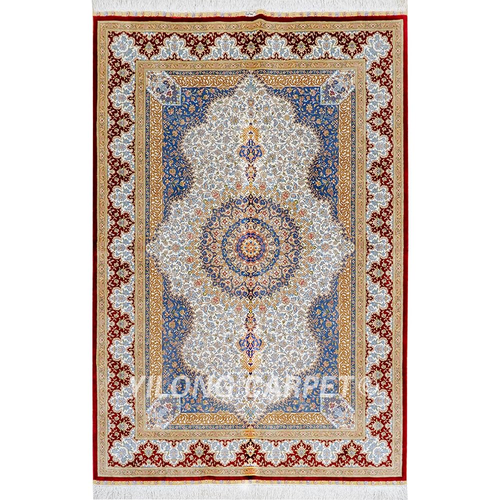 Yilong Carpet 4x6ft Handmade Silk Area Rug Living Room Carpet TJ987A