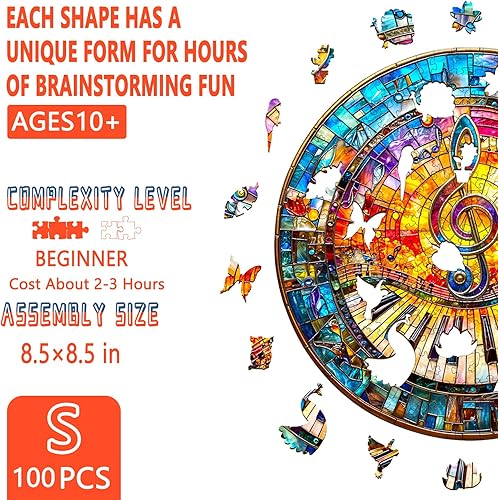 Miniatura 2 de Rompecabezas de madera para adultos, rompecabezas de madera para adultos, 100 piezas, vidrieras de madera de piano para adultos, forma única,