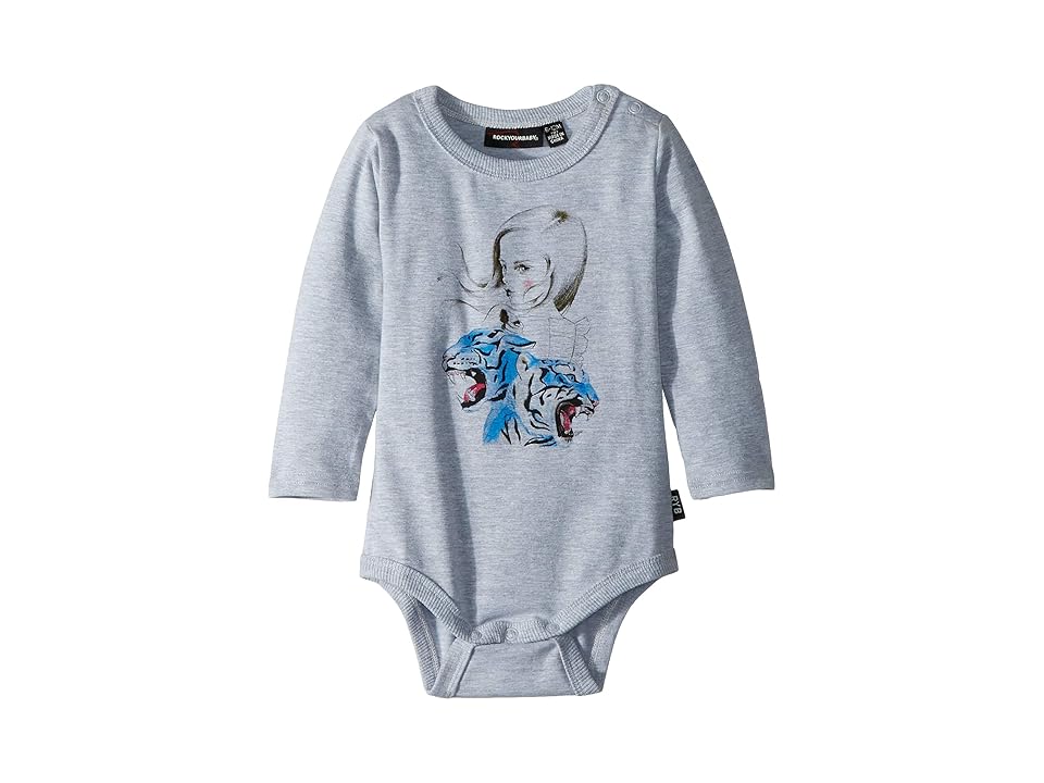 

Rock Your Baby Be Fierce Bodysuit (Infant) (Grey) Girl's Jumpsuit & Rompers One Piece, Gray