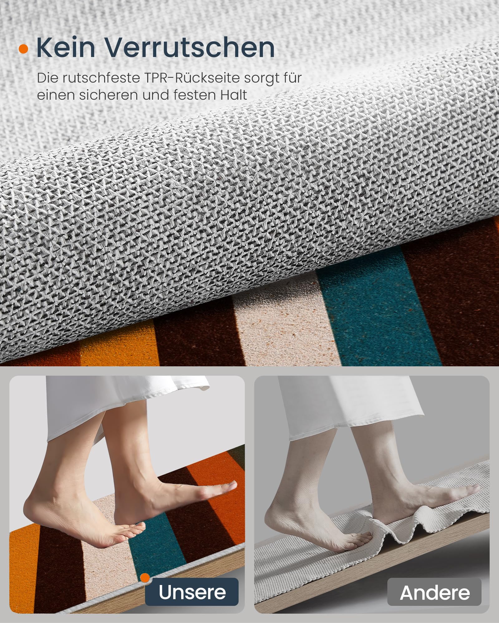 Tapis Rond De Chambre 120 Cm - Patchwork Rayé Rétro Terracotta - Motif Géométrie Simple - Moelleux Et Antidérapant - Tapis De Salon À Poils Courts - Lavable - Moderne Et Doux
