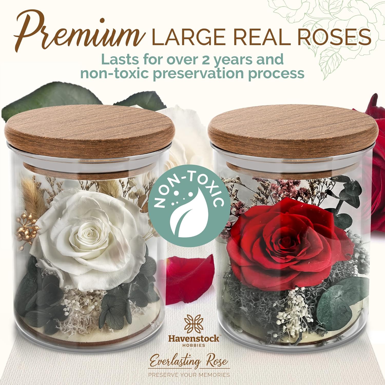 Red Rose in a Glass Dome - Premium Real Roses that Last a Year or More - Mother's Day Unique Gifts For Her Preserved Roses - Forever Flower Decor Preserved Flowers - Eternal Rose Display