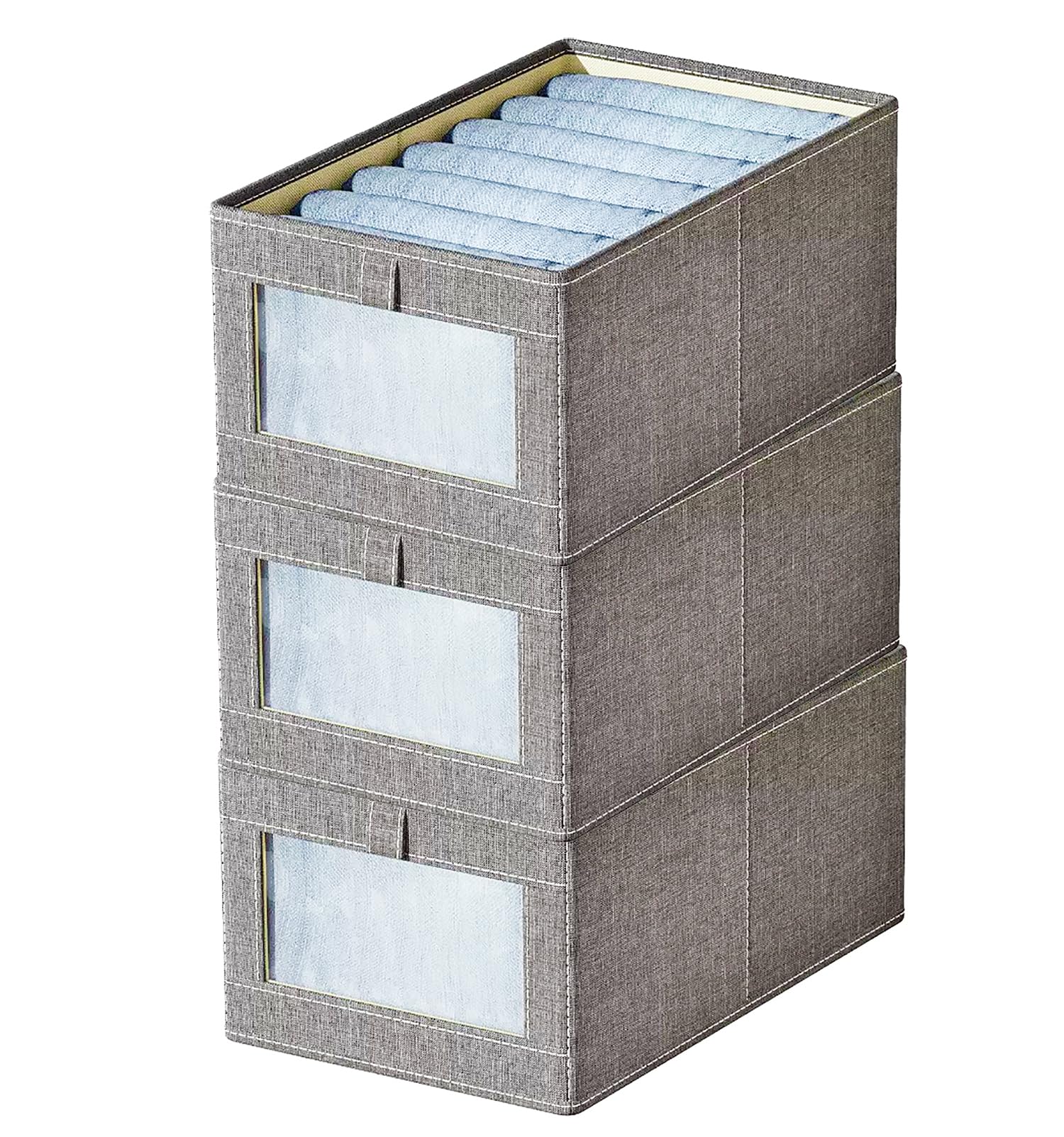 House of Quirk Durable and Versatile Closet Drawer Organizers and Storage Baskets, Rectangle Storage Boxes, Fabric Storage Containers For Pants, Shirt, Sweaters, Bra Panty, Socks (Grey,Pack of 3) (B0D37NRH87) Amazon Price History, Amazon Price Tracker