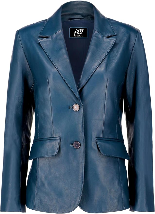 Jild Classic 2-Button Lambskin Leather Blazer Women