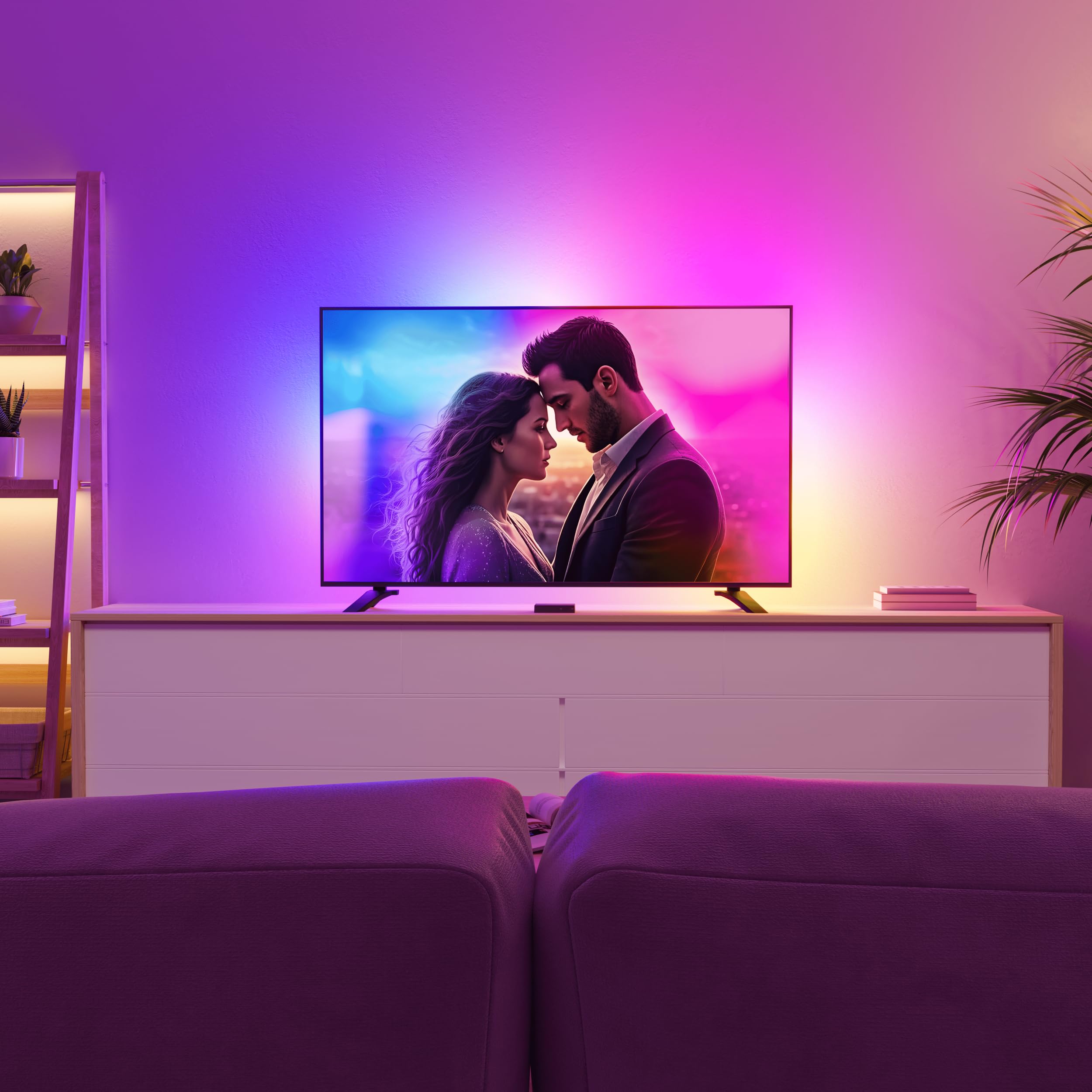 Calex Smart HDMI Sync Box, inclusa striscia LED TV da 2,45 m, per TV da 55-65", retroilluminazione sincronizzata per gaming e film