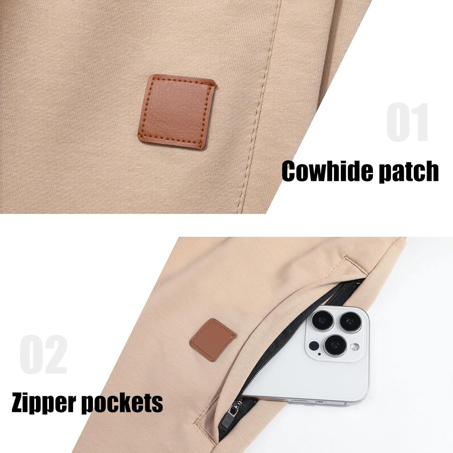 Surenow Men's Jogger Shorts Athletic Workout Shorts Drawstring Casual Lightweight Short for Men with Zipper Pockets - Image 5