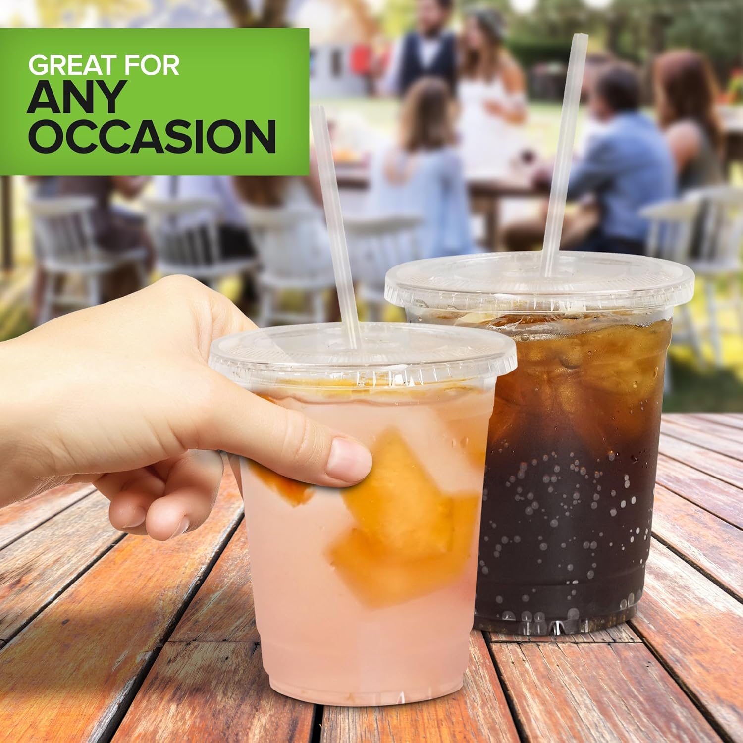Stock Your Home 12 oz Clear Commercially Compostable Cups with Lids and Straws (Set of 50) Plant Based Cold Cups, Eco Party Cup, Environmentally Friendly Recyclable Disposable Sustainable - Image 7