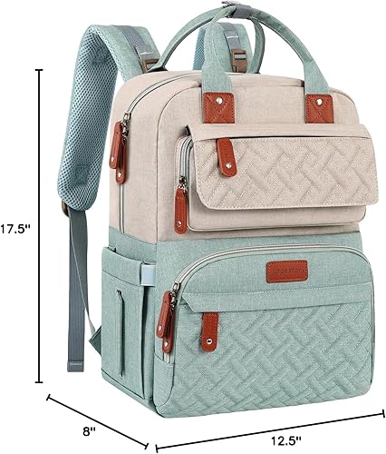 Miniatura 10 de Legestori Mochila para pañales, bolsa de pañales para bebé, bolsa de pañales rosa grande, mochila de regalo para niñas, Verde, Casual