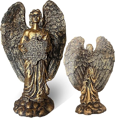 Miniatura 4 de Escultura de ángel, decoración de alas doradas, estatuas de bronce, adornos de resina para el hogar, figuras de arte coleccionables, hechas a mano,