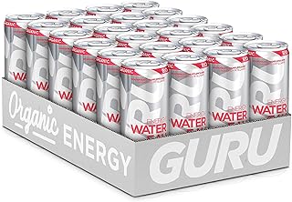 GURU Organic Energy Water, Sugar Free, Zero Calorie, Sparkling Water with Natural Caffeine, Grapefruit, 12-Ounce (24 Count)