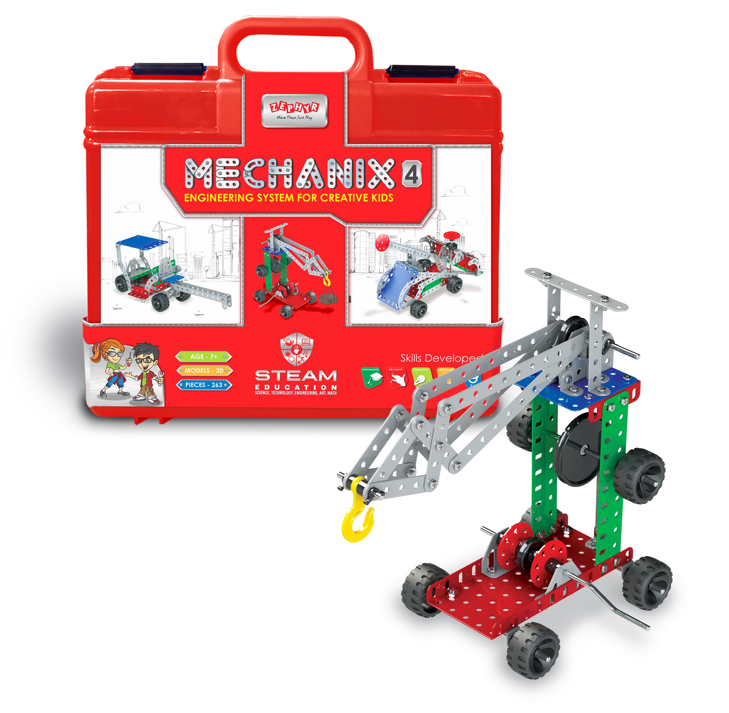 Mechanix-4 Smart Bag, STEM Toy, Building and Construction Set for Boys and Girls Age 7+ Years