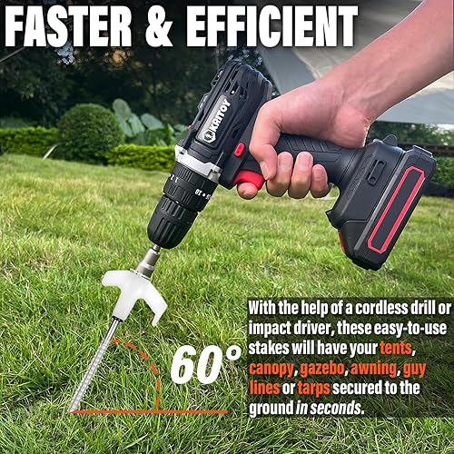 Miniatura 5 de Paquete de 12 estacas para tienda de campaña resistentes anclajes de tierra atornillados estacas de campamento con cabezas de crecimiento en la