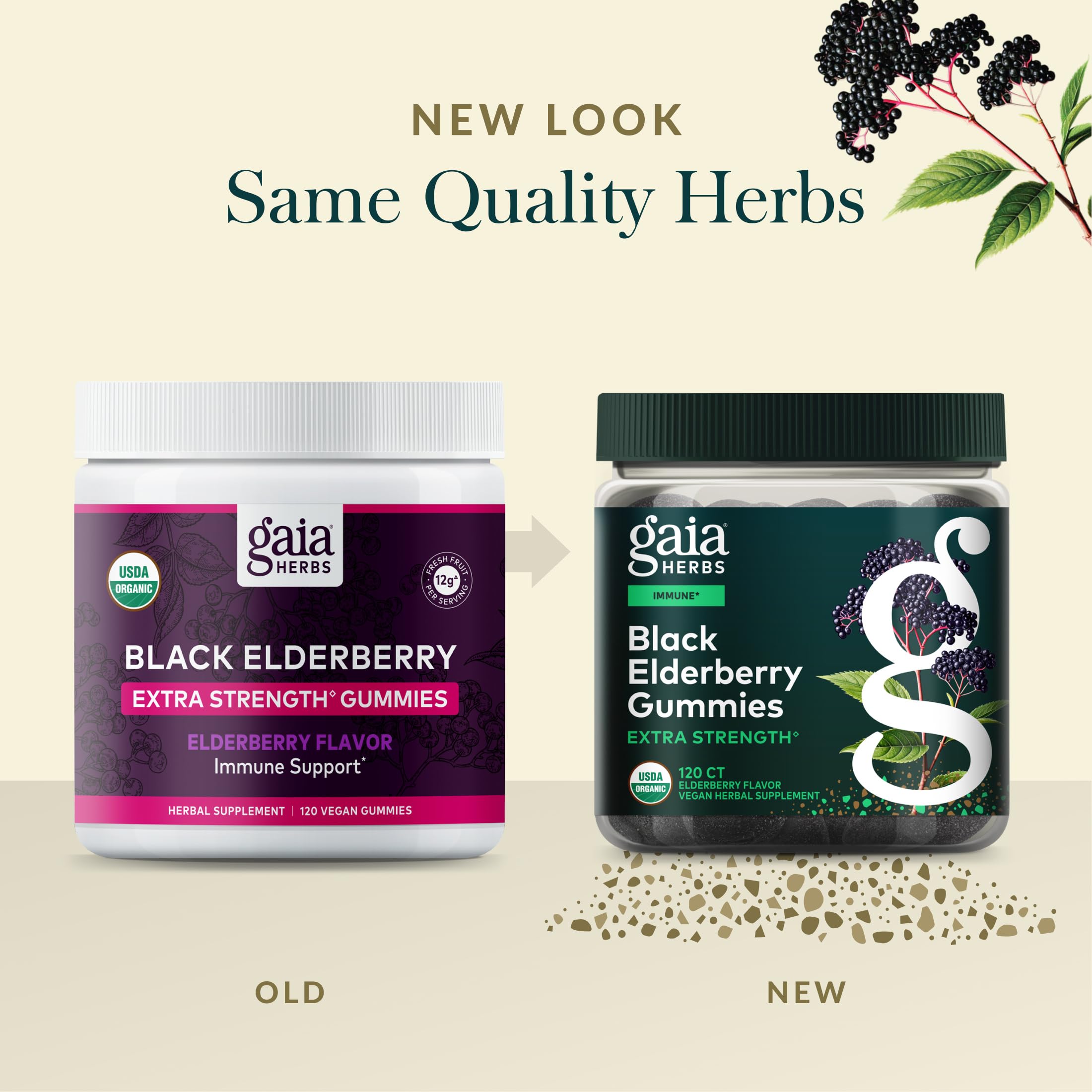 Gaia Herbs Black Elderberry (Sambucus nigra) Extra Strength, 120