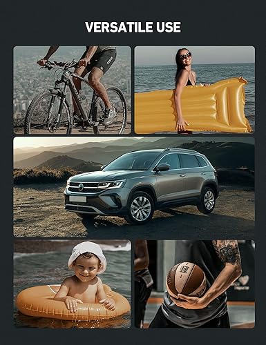 Miniatura 8 de AstroAI - Compresor aire portátil, inflar neumáticos,150 PSI, 12 V CC, 110 V CA, motores metal dual, luz led, accesorios, dos modos para automóvil,