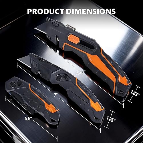Miniatura 2 de Lichamp Paquete de 4 cuchillos utilitarios, cortador de caja de afeitar de cambio rápido, cuchillos retráctiles 2 en 1 y juego de cuchillos