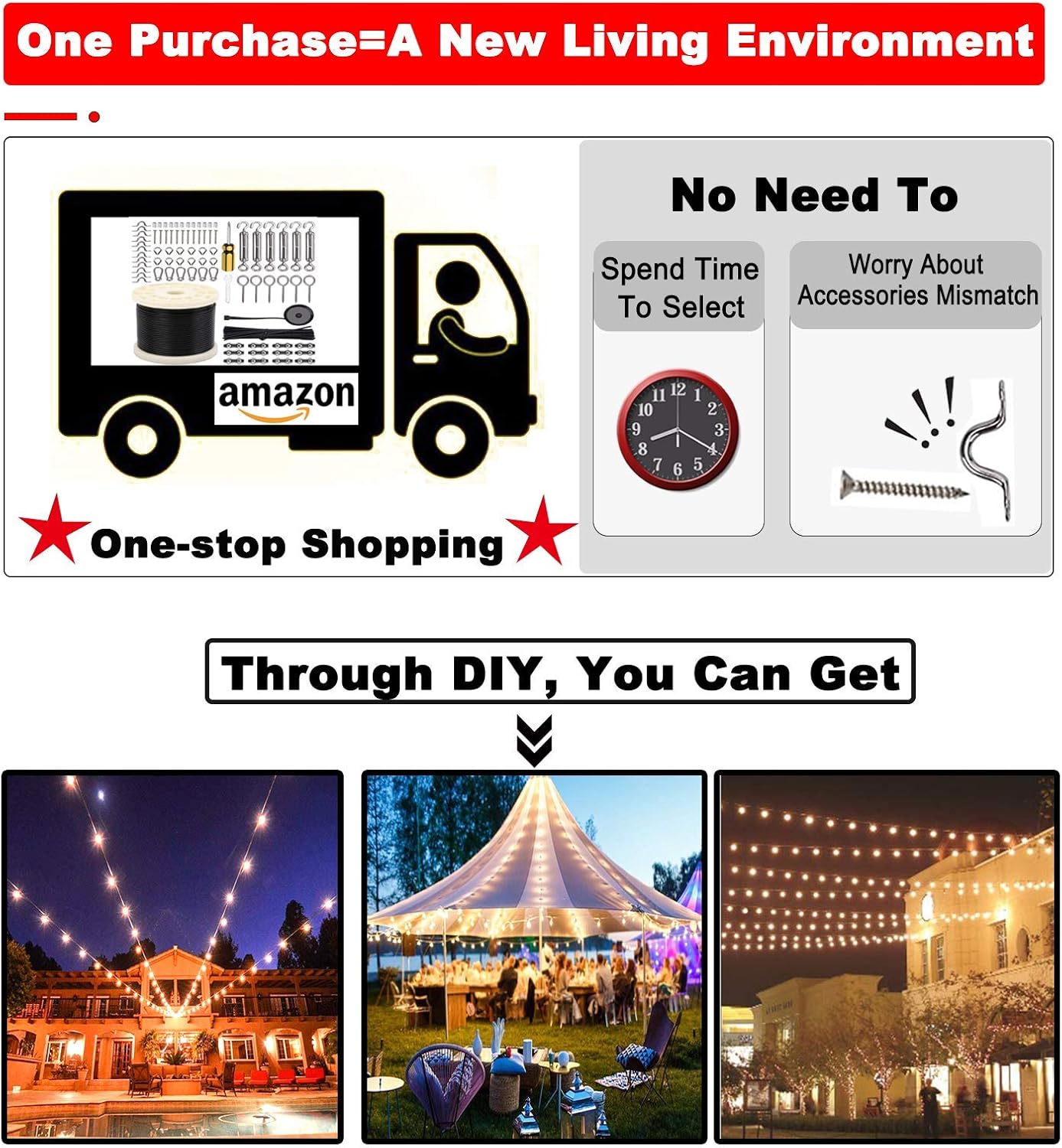 Gеt Pорulаr оƒƒеr Wayska String Light Hanging Kit, Globe String Light Suspension Kit, 250Ft Stainless Steel Cable Light Guide Wire Rope with Turnbuckles and Hooks for Patio,Backyard Lighting Accessories