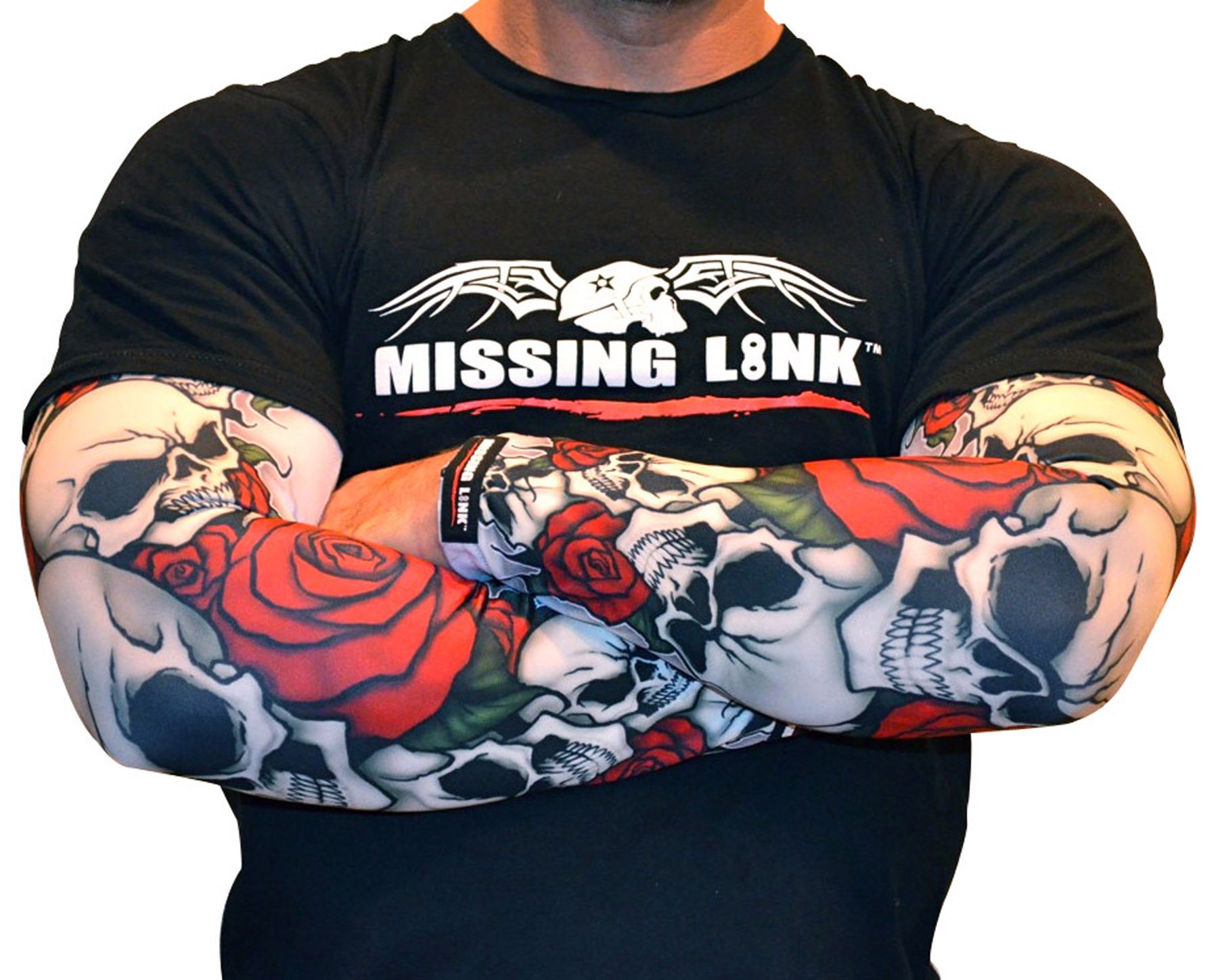 Missing Link SPF 50 Bones N Roses ArmPro (Black/Red/White, Small)