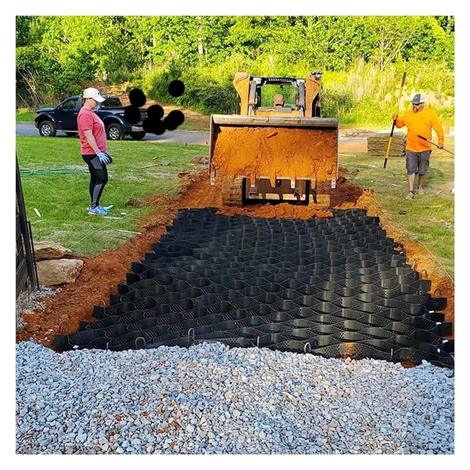 Honeycomb Gravel Pathway Grid, 5cm/10cm Thick Plastic Ground Geo Grid Driveway Ground Pavers for Landscaping, Gravel Grids Stabilizer for Hillside/Walkway/Paths/Shed/Garden/Slopes(10cm/4" High,1x9m (3