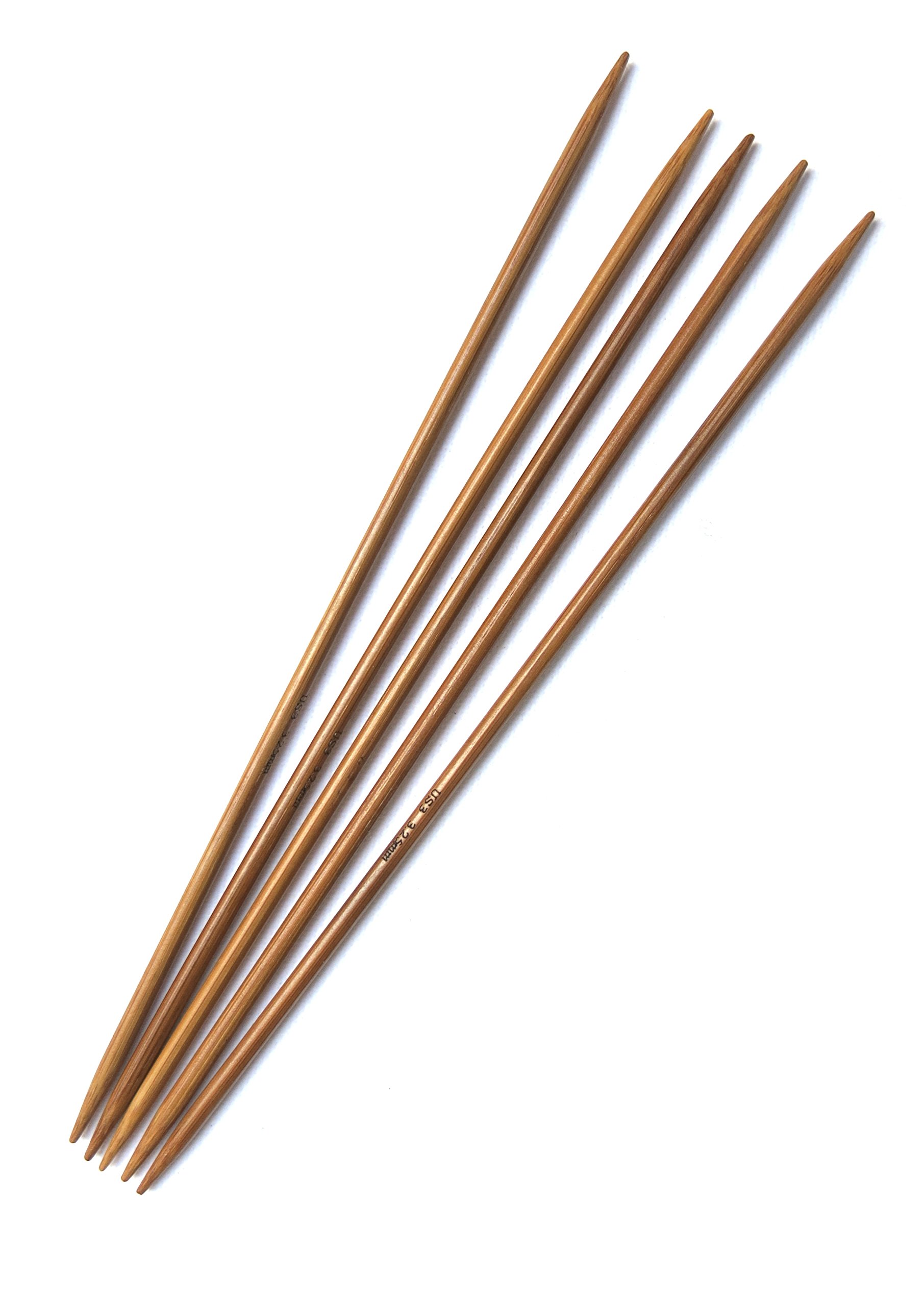 Adf Tm Natural 8'' (20Cm) X 3.25Mm Double Pointed Carbonized Bamboo Knitting Needles 5Pcs