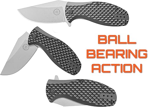 Miniatura 9 de Cuchillos fuera de la red - Badger EDC con hoja de acero Cryo D2, cuchillo de bolsillo compacto con rodamiento de bolas, balanzas Grippy G10,