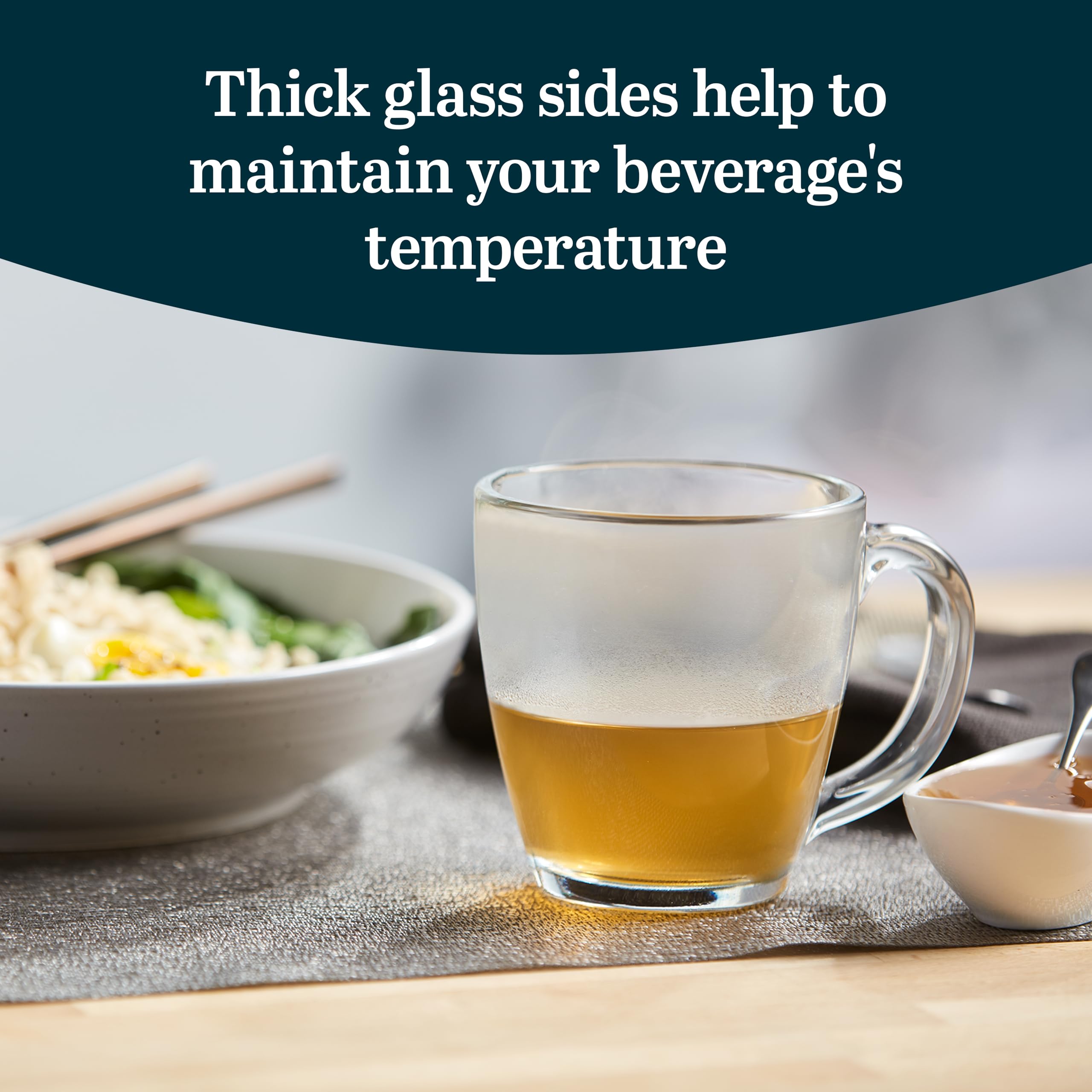 Amazon.com: Libbey Tapered Glass Mug Set of 8, 15.5 Oz Thick, Clear Glass  Coffee Cups w/ C-Shaped Handle, Dishwasher Safe Coffee Mugs Set for Tea,  Cider and More: Home & Kitchen