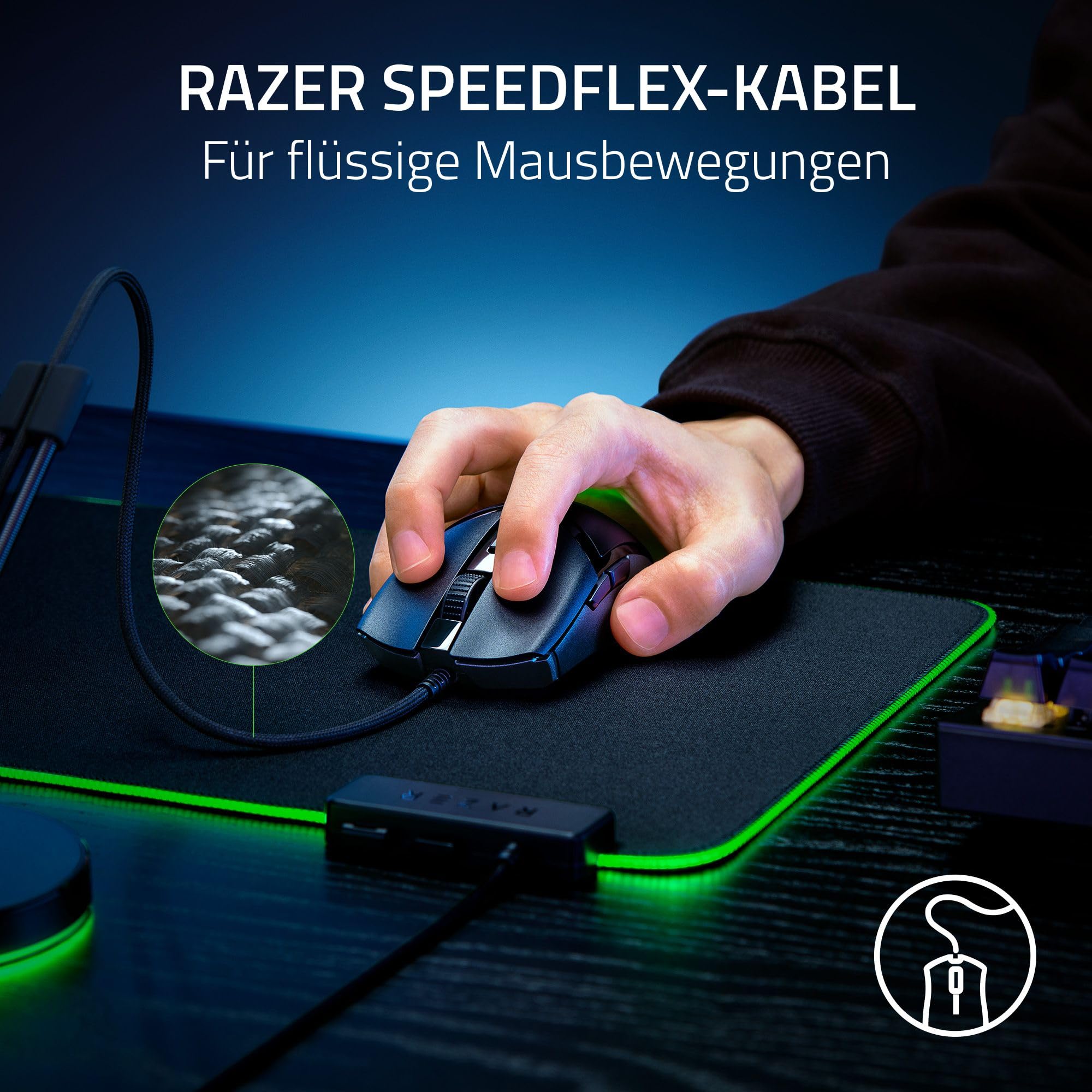 Razer Cobra - Leichte kabelgebundene Gaming-Maus mit Chroma RGB (Federleichte 57 g, Optische Maus-Switches der 3. Gen, Chroma-Beleuchtung mit Unterbodenbeleuchtung, Präzise Sensor-Anpassungen) Schwarz
