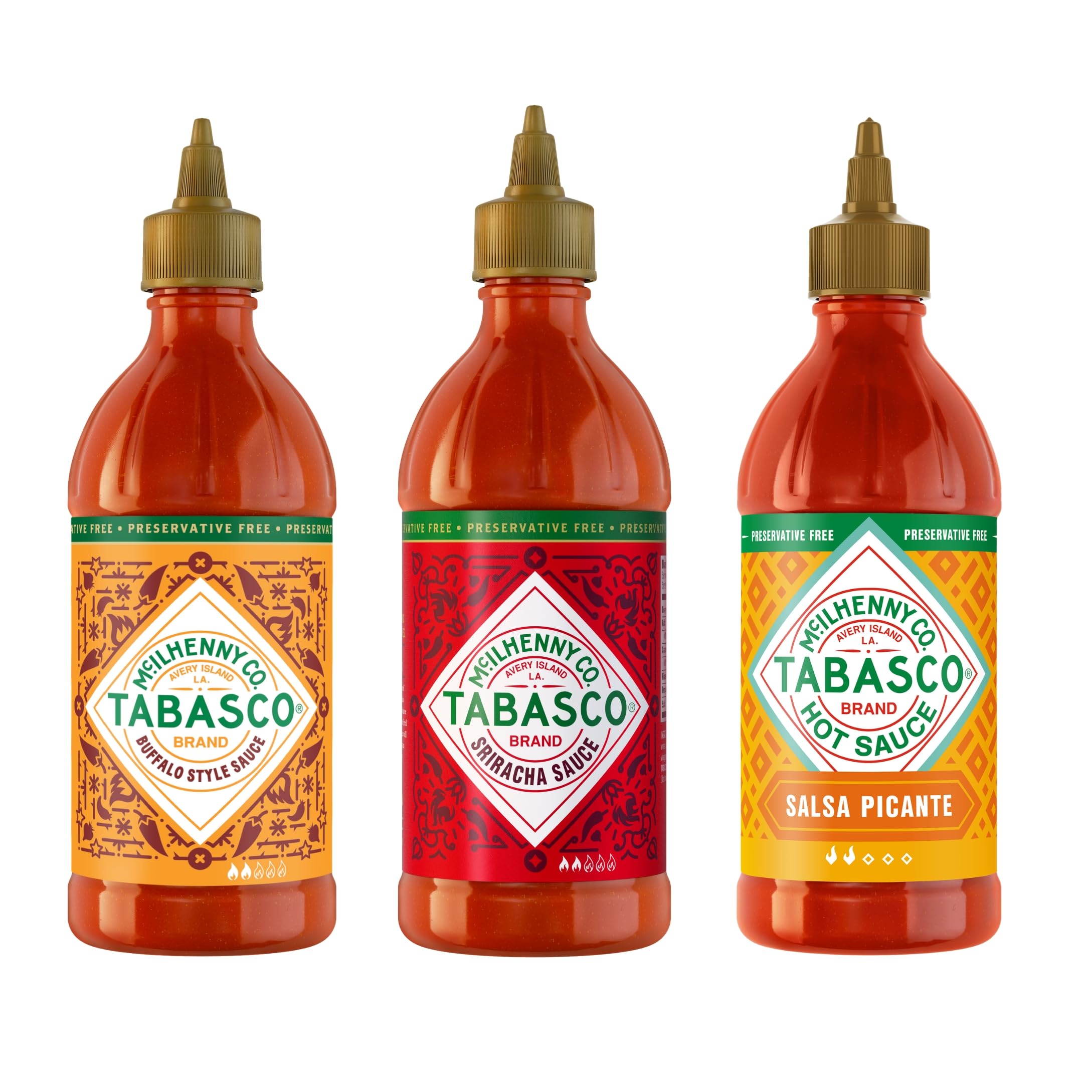 Tabasco Squeeze Spicy Sauce Multipack – Sriracha, Buffalo, and