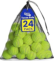 FURWEY Pressureless Tennis Balls 24-Pack with Mesh Bag - Durable Natural Rubber for Beginners, Pet Play & Training