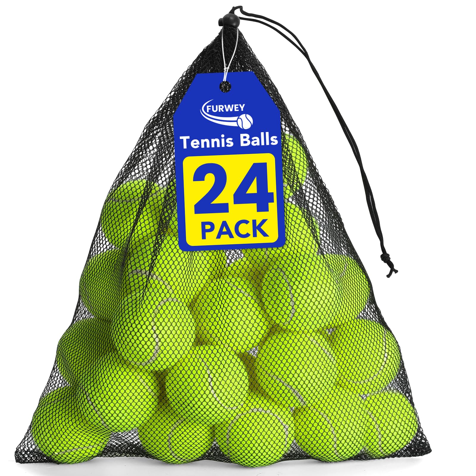 Photo 1 of FURWEY Tennis Ball,24 Pack Training Balls,Dog Balls with Mesh Bag