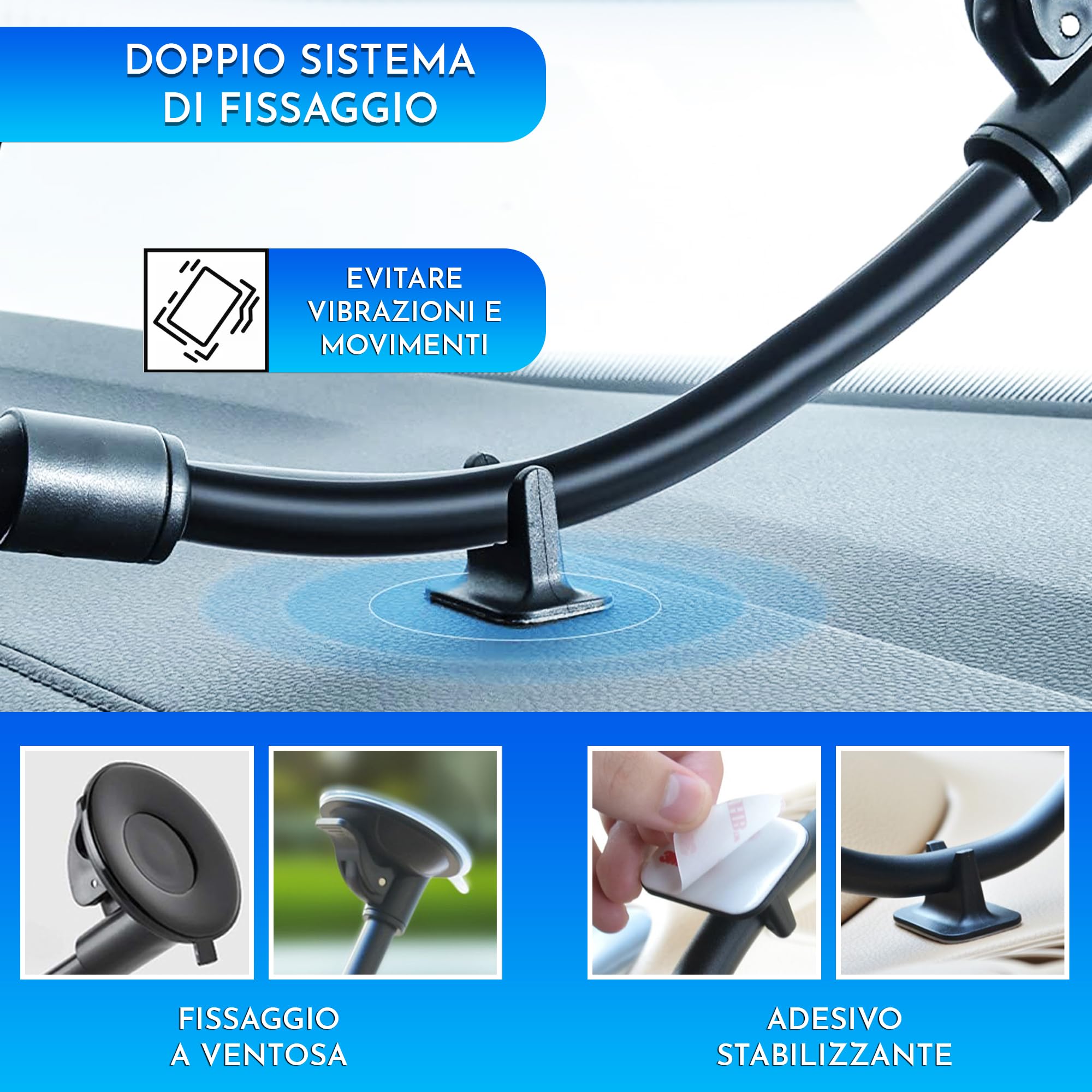 Supporto tablet auto cruscotto parabrezza per tutti i tablet