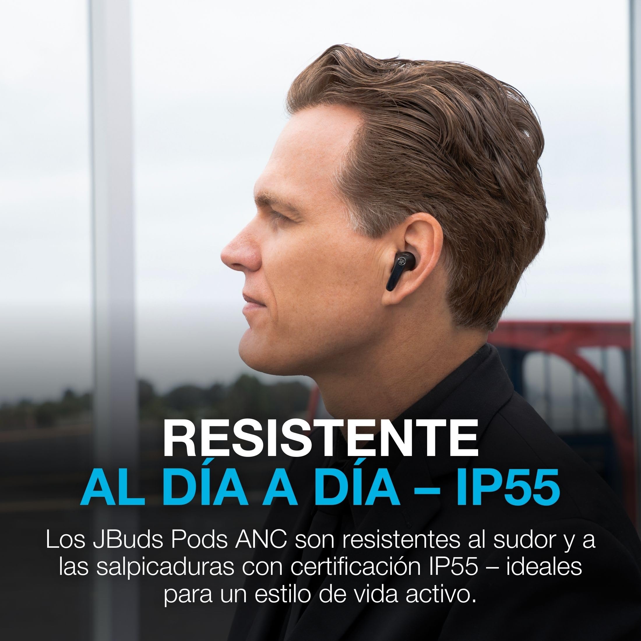 JLab JBuds Pods ANC - Auriculares Bluetooth con Cancelación Activa de Ruido, 56+ Horas, In-Ear, IP55, Audio Personalizable, Control por Aplicación, Conexión Multipunto, Llamadas Nítidas, Negro