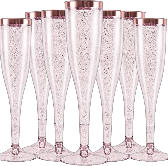 Oojami 48 Plastic Disposable Champagne Flutes Classicware