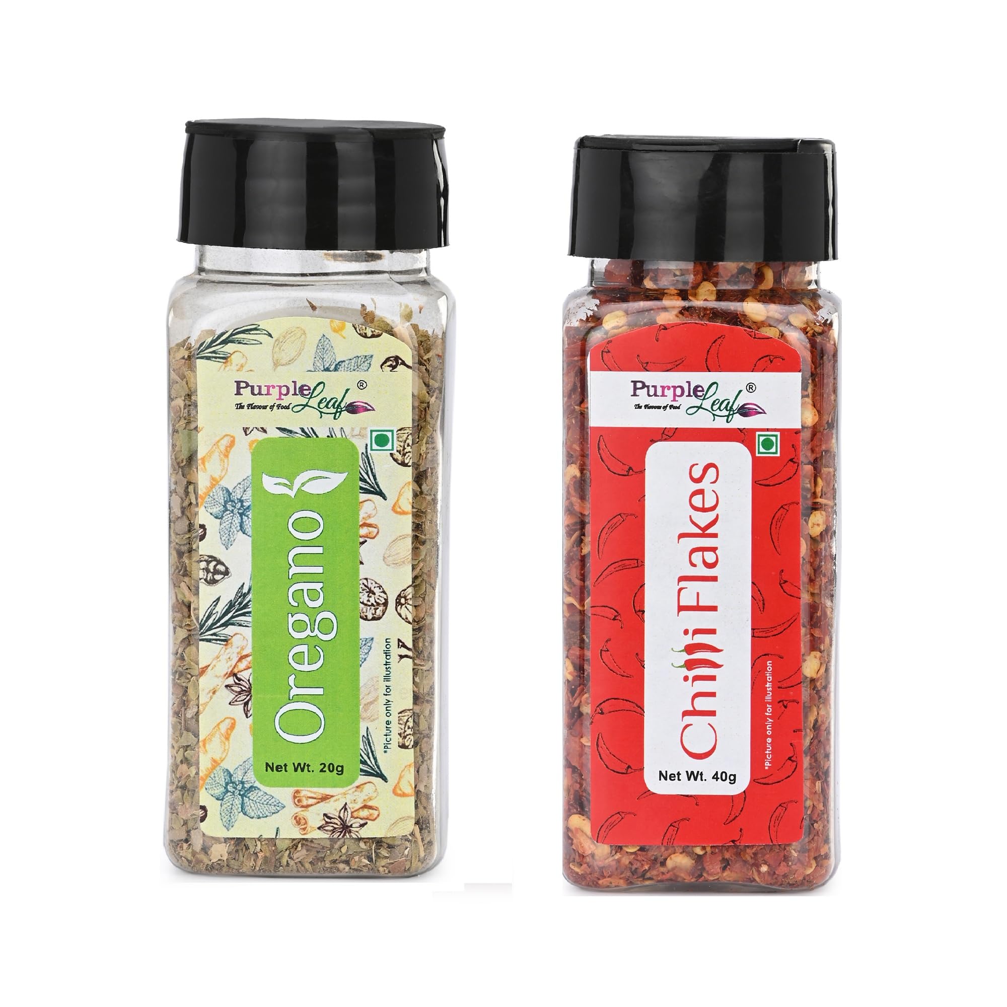 Purple Red Chilli Flakes 40gm Oregano Flakes 20gm All Natural