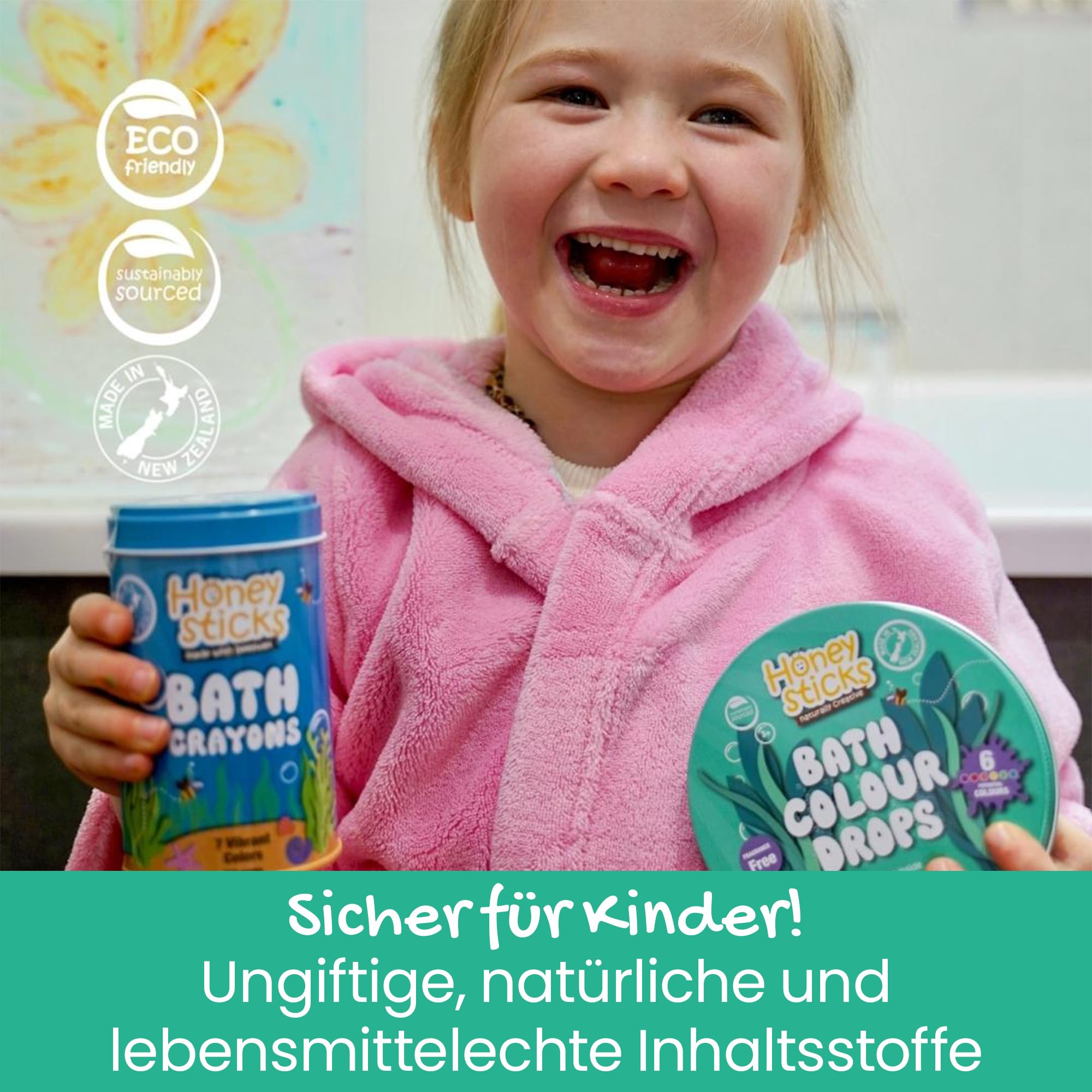 Honeysticks Ultimatives Badespaß-Set - Ungiftige Badestifte & Badetabletten | Für Kinder, stundenlangen kreativen Badespaß, natürliche, lebensmittelechte Inhaltsstoffe, Badespielzeug Geschenk für Kinder