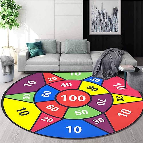 Alfombra redonda para sala de juegos, 3.3 pies, alfombra para niños para sala de juegos, números coloridos, antideslizante, alfombra lavable para