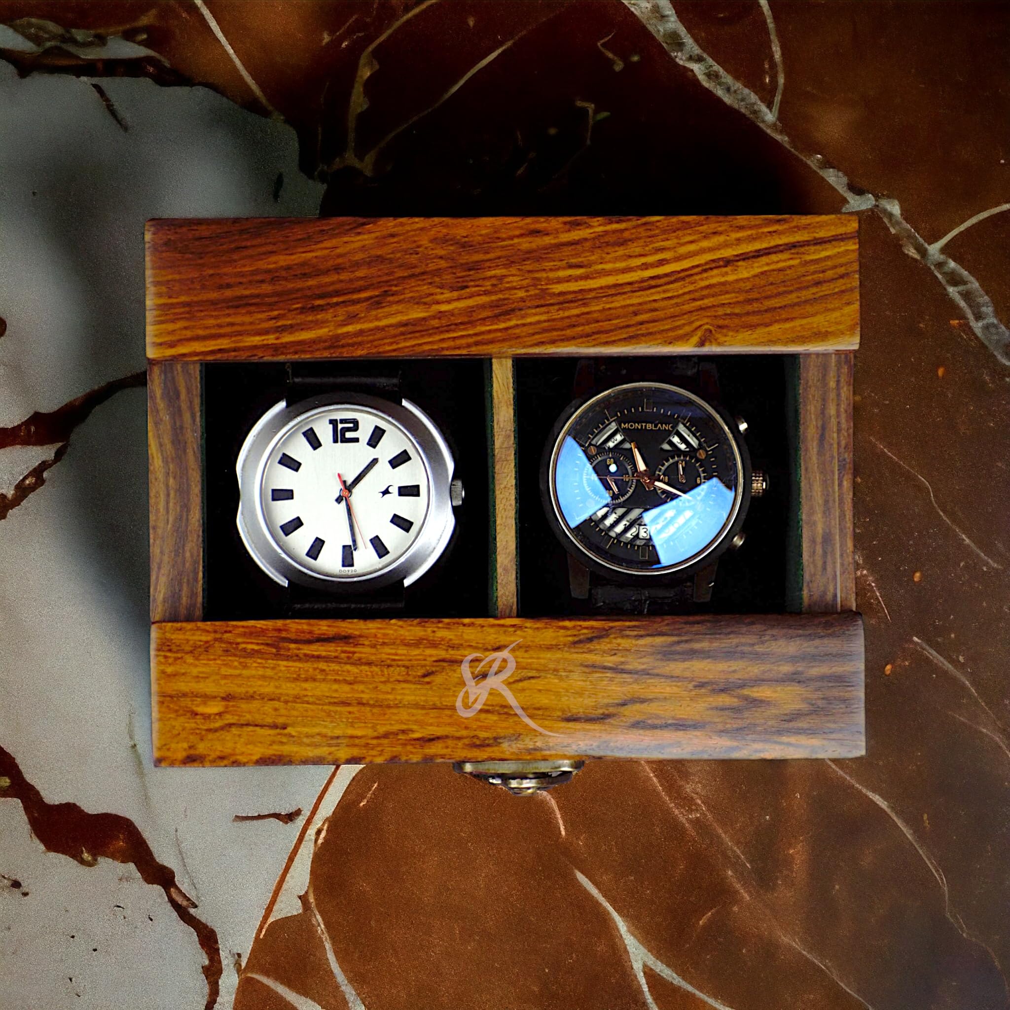 Royal Craft Expertise Watch Box Organizer, Long- Lasting Dark Indian Rosewood Organizer Case For Men & Women, Unique Surprising Gift On Special Occasions - Christmas Day, Father's Best Valentine's Day 3