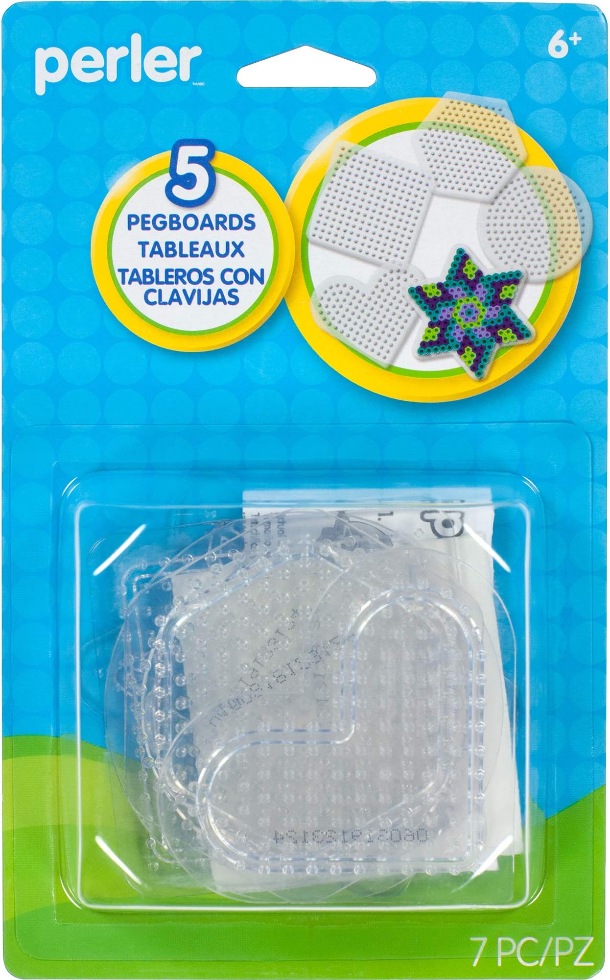 Perler Beads Basic Shapes Clear Pegboard Set, Small, Clear, 5 pcs