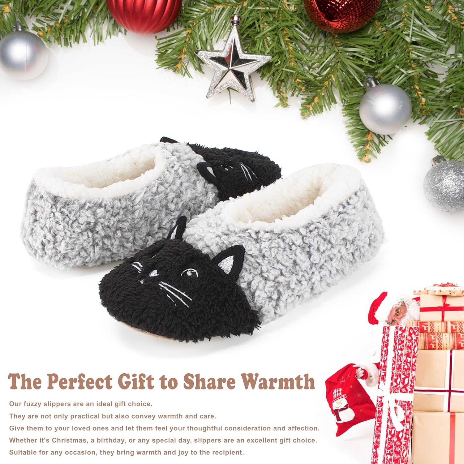 Cute Fuzzy Animal Slippers for Women Kids & Toddler, Soft Sole Plush Non-Slip Indoor Slippers - Image 7