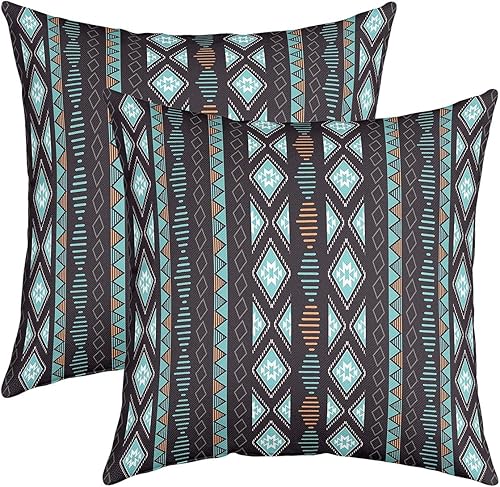 Erosebridal Juego de 2 fundas de cojín bohemias con diseño azteca a rayas para adolescentes, niños, tribu, geometría, triángulo, fundas de almohada