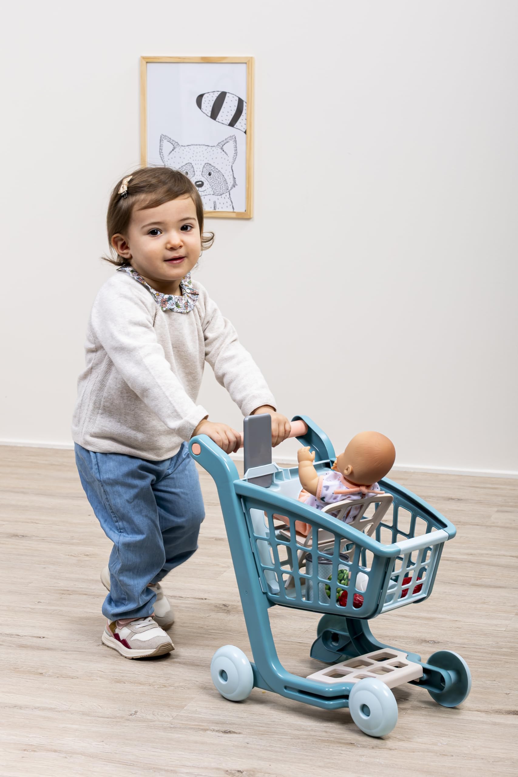 Ecoiffier - Carrello per la Spesa con Bambola, Set Gioco di Ruolo con Passeggino Carrello e Bambola Inclusa, Gioco di Imitazione e Cura, +18 Mesi, 7900001658