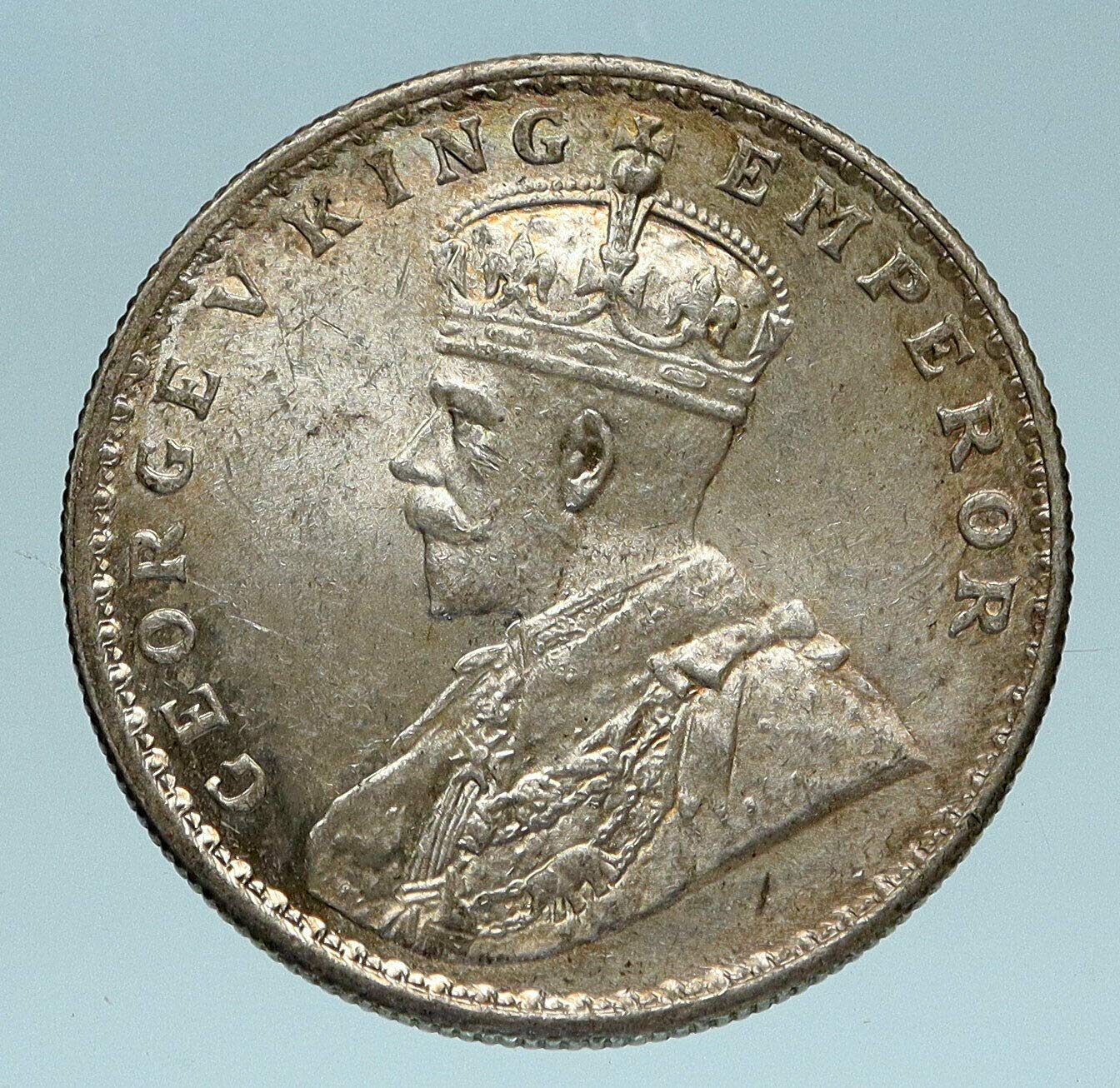 1919 IN 1919 B INDIA UK King George V AR Antique RUPEE Vi coin Good Uncertified