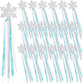 Gejoy 36 Pcs Frozen Snowflake Wand Silver Snowflake Magic Wand Snowflake Theme Winter Wand Princess Wand